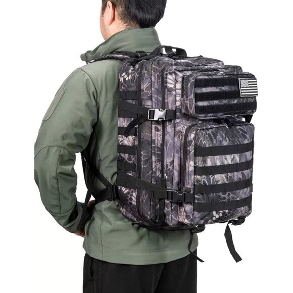 45L Tactical Backpack GrayBlack Waterproof Multi Compartment for Hiking Camping - Picture 2 of 5